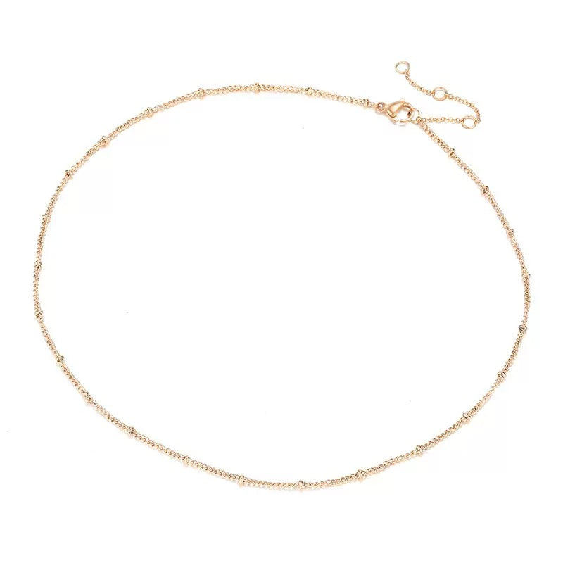 Rose Gold Beaded Chain Necklace
