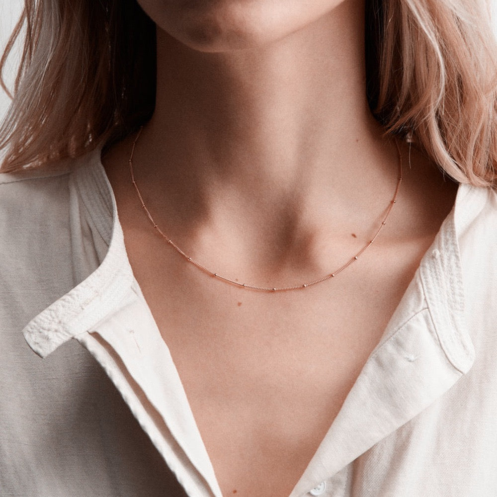 Rose Gold Beaded Chain Necklace