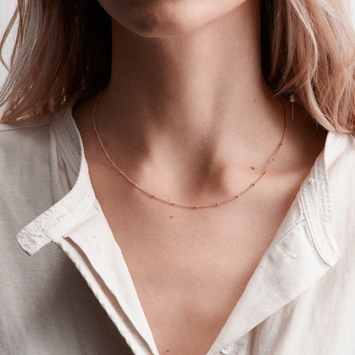 Rose Gold Beaded Chain Necklace