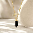 The Black Obsidian Paperclip Toggle Necklace