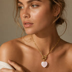 The Aura Rose Quartz Paperclip Toggle Necklace