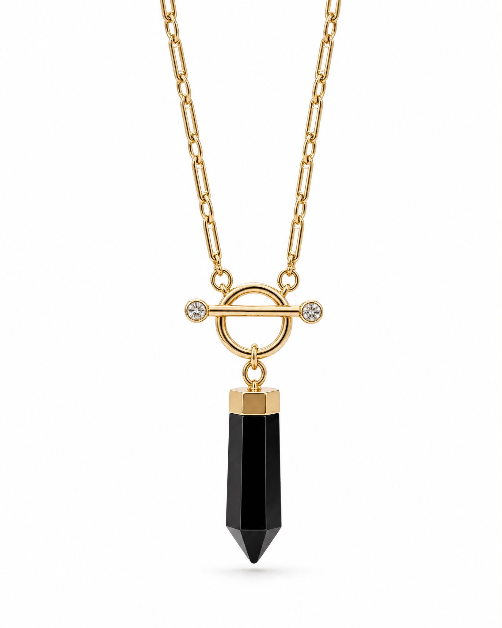 The Black Obsidian Paperclip Toggle Necklace