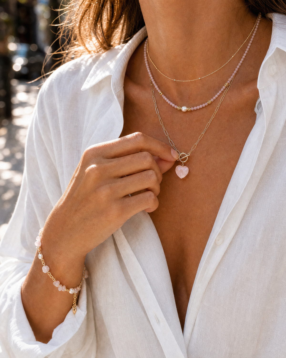 Rose Gold Beaded Chain Necklace