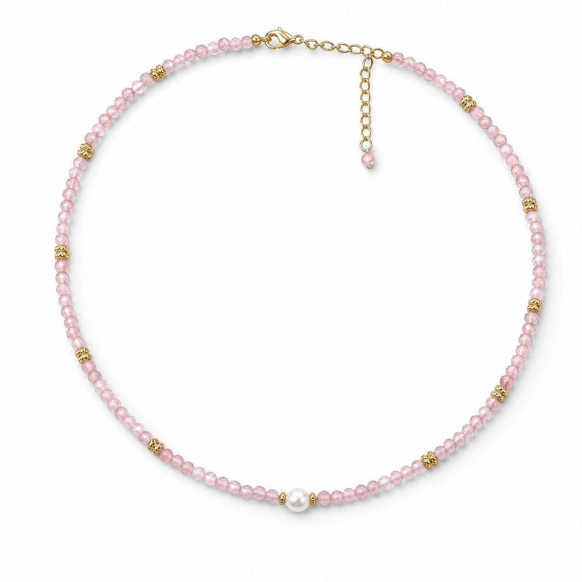 Rose Quartz & Freshwater Pearl Beaded Necklace