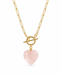 The Aura Rose Quartz Paperclip Toggle Necklace
