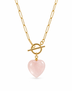 The Aura Rose Quartz Paperclip Toggle Necklace