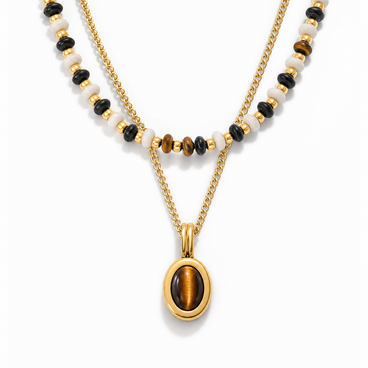 Tiger’s Eye Layered Necklace Set